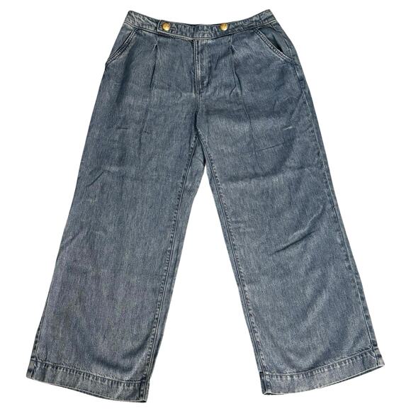 Talbots Size 8P 8 Petite Wide Leg Trouser Jeans Naomi Wash 2025 Tencel Lyocell - Picture 3 of 6